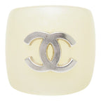 Chanel CC Logo Ring Ivory Silver Plastic