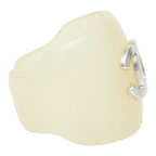Chanel CC Logo Ring Ivory Silver Plastic — view 4