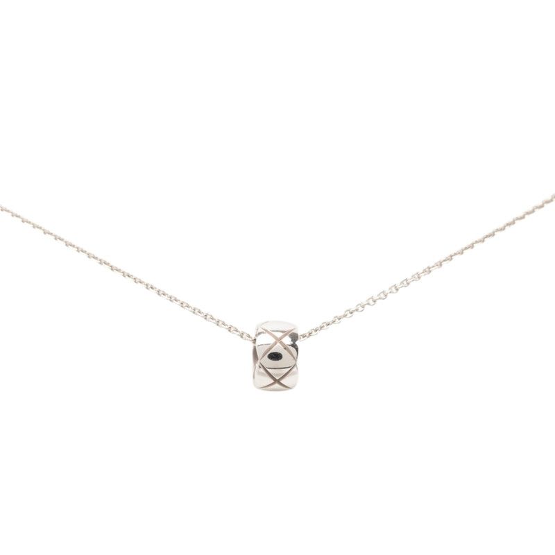 Chanel Coco Crush Quilted Necklace 18k White Gold