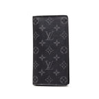 Louis Vuitton Monogram Eclipse Portefeuille Brazza Wallet Black Gray Leather