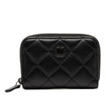 Chanel CC Logo Quilted Card Case Black Lambskin
