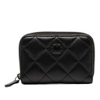 Chanel CC Logo Quilted Card Case Black Lambskin