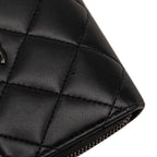 Chanel CC Logo Quilted Card Case Black Lambskin — view 4