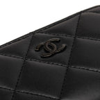 Chanel CC Logo Quilted Card Case Black Lambskin — view 7