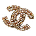 Chanel CC Logo Brooch 00 Gold Faux Pearl Plated