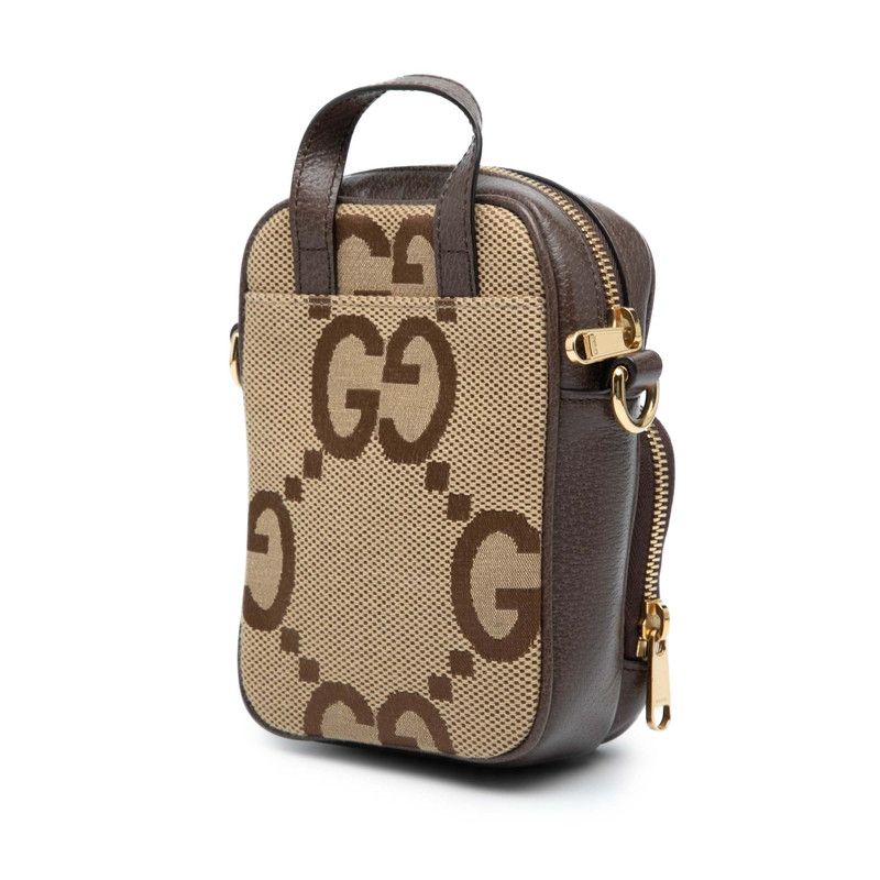 Gucci Jumbo GG 2-Way Shoulder Bag Beige Brown Canvas Leather — view 2