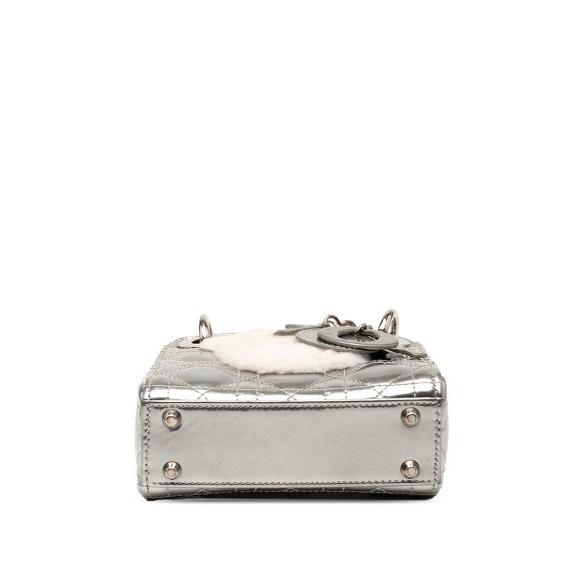 Dior Cannage Baby Lady Dior Nano 2-Way Shoulder Bag Silver Patent Leather — view 3