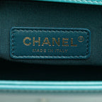 Chanel CC Logo Boy 20 Mini Chain Shoulder Bag Blue Green Shearling Leather — view 8