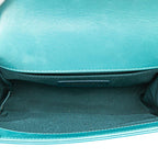 Chanel CC Logo Boy 20 Mini Chain Shoulder Bag Blue Green Shearling Leather — view 7