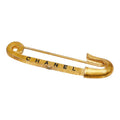 Chanel Safety Pin Logo Brooch 01 Gold Plated