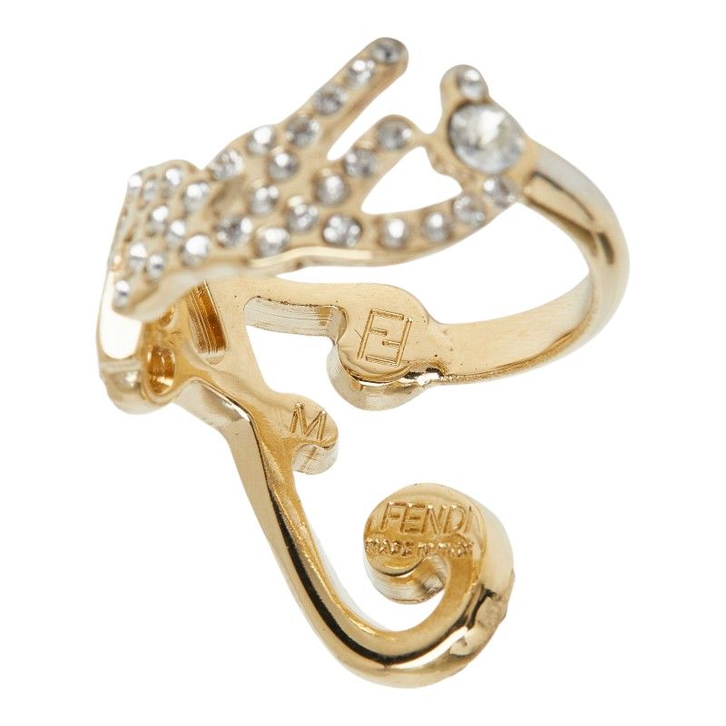 Fendi Logo Ring Gold Crystal Plated — view 6