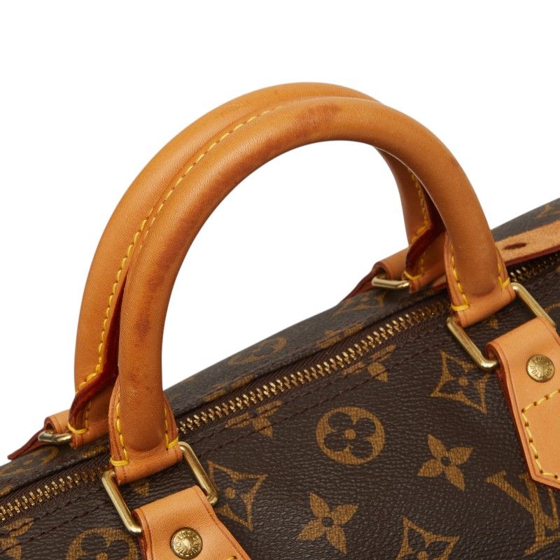 Louis Vuitton Monogram Speedy 30 Vintage Mini Boston Bag Brown Leather — view 4