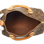 Louis Vuitton Monogram Speedy 30 Vintage Mini Boston Bag Brown Leather — view 9