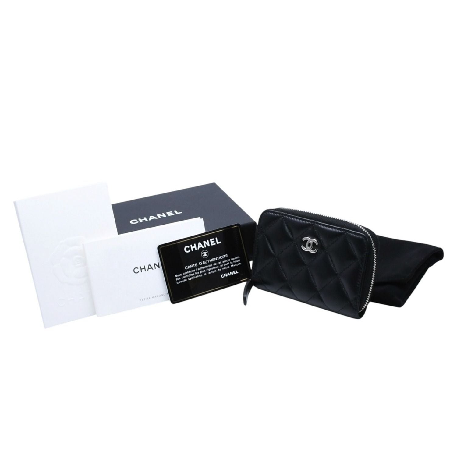 Chanel Classic Zip Coin Purse CC Logo Lambskin Black