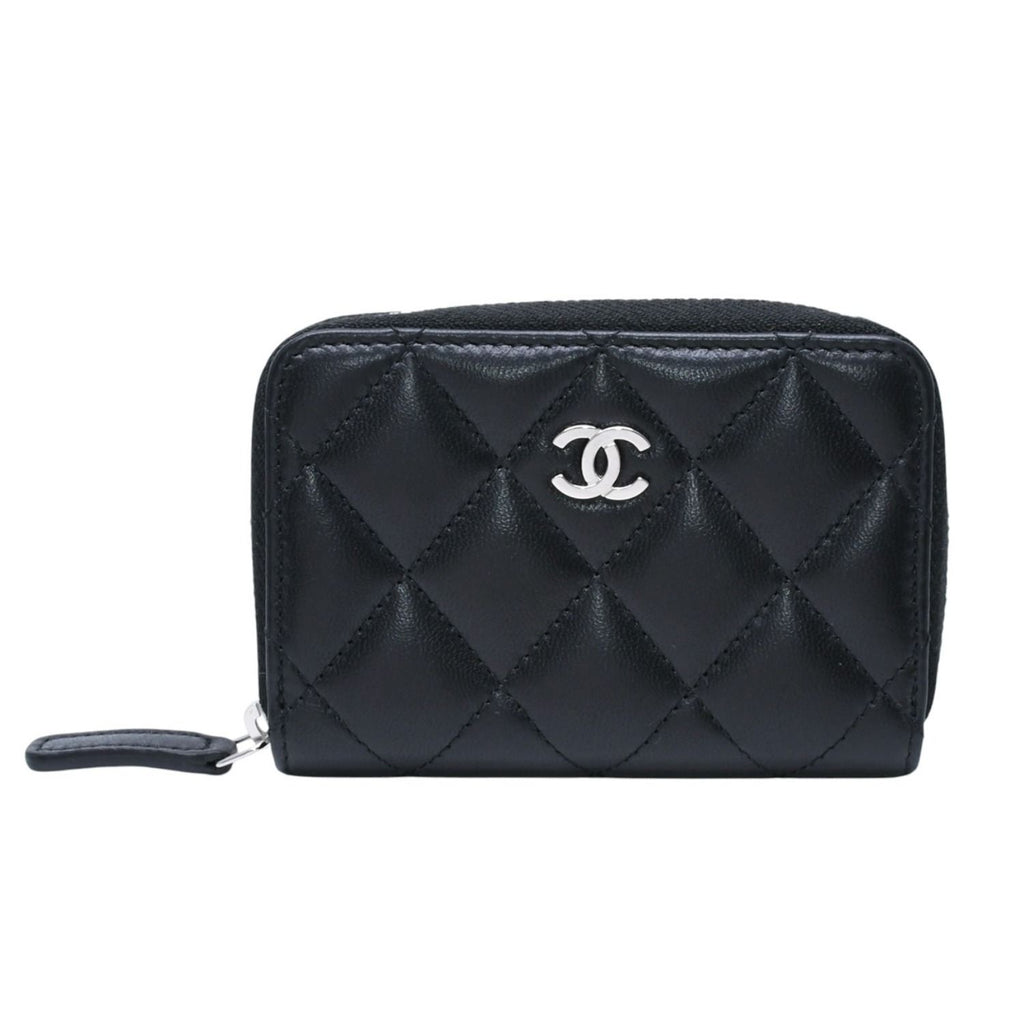 Chanel Classic Zip Coin Purse CC Logo Lambskin Black — view 2