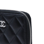 Chanel Classic Zip Coin Purse CC Logo Lambskin Black — view 7