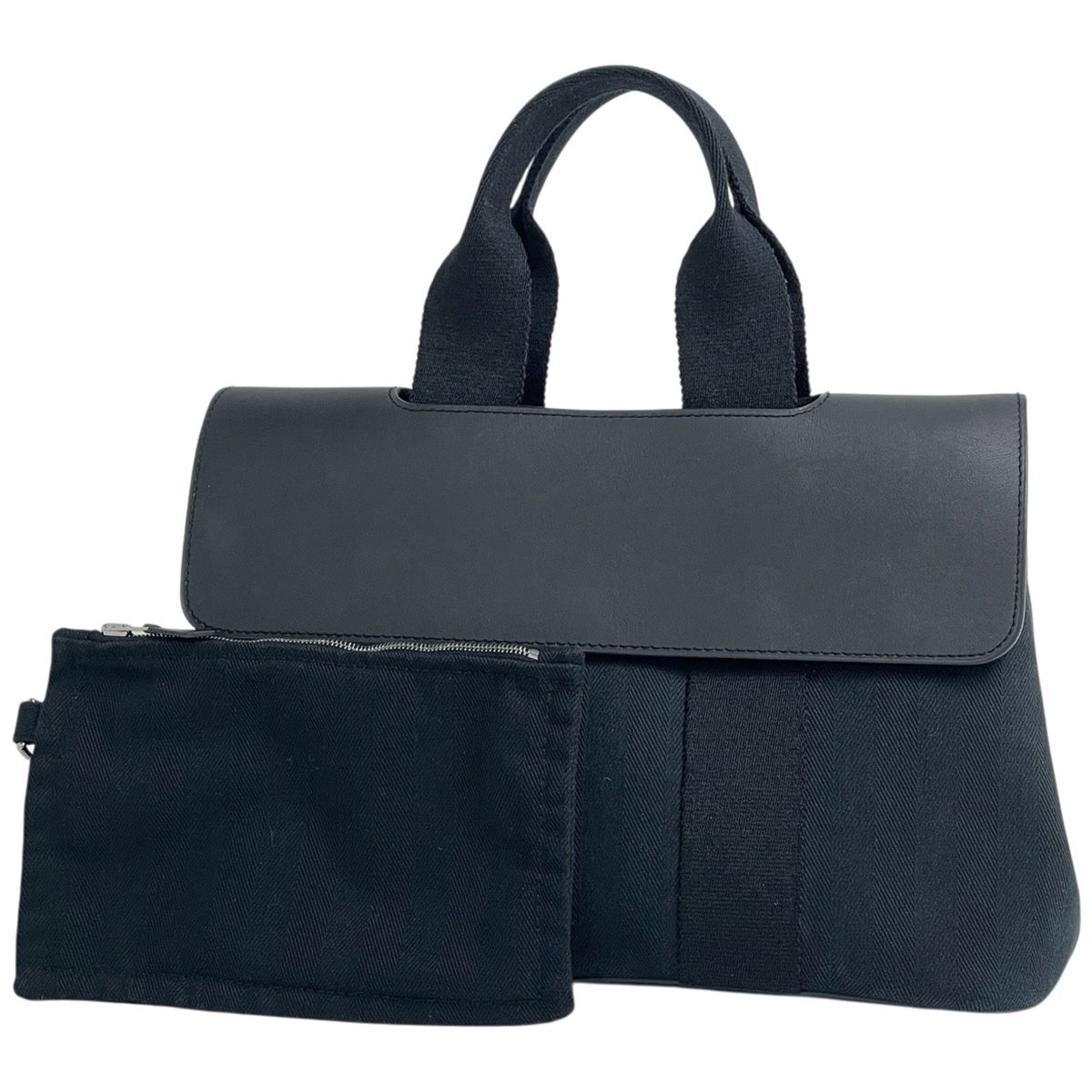 Hermes Valparaiso PM Handbag Tote Toilet Blanc Black