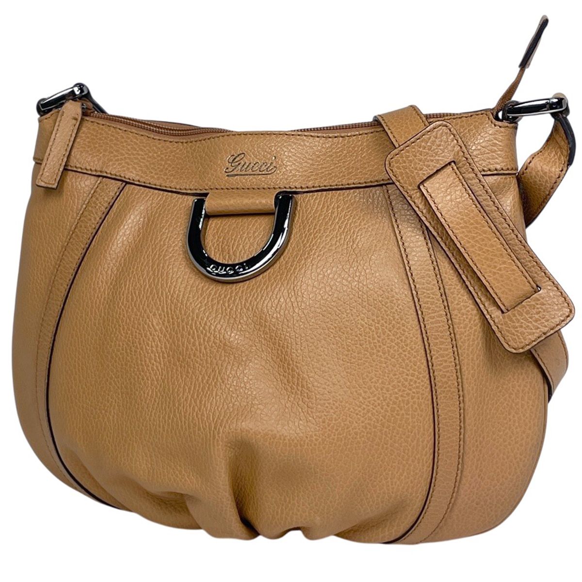 Gucci GG Pattern Shoulder Bag Abbey Leather Beige