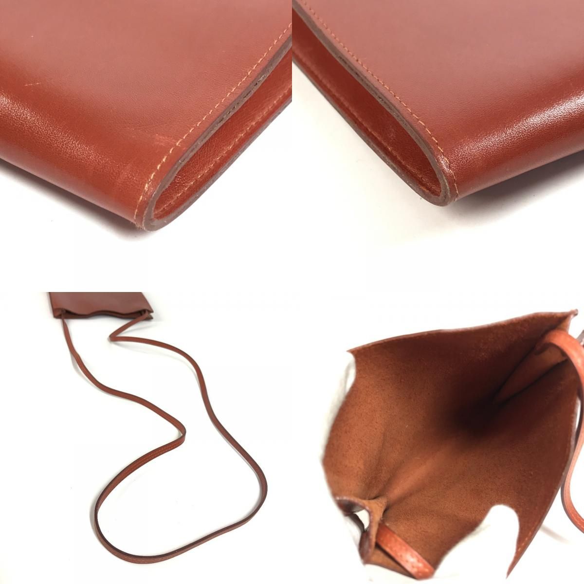 Hermes Shoulder Bag Onimetou Leather Brown — view 7