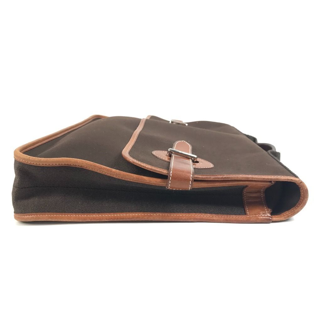 Hermes Business Bag Buenaventura MM Leather Canvas Brown — view 4