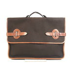 Hermes Business Bag Buenaventura MM Leather Canvas Brown