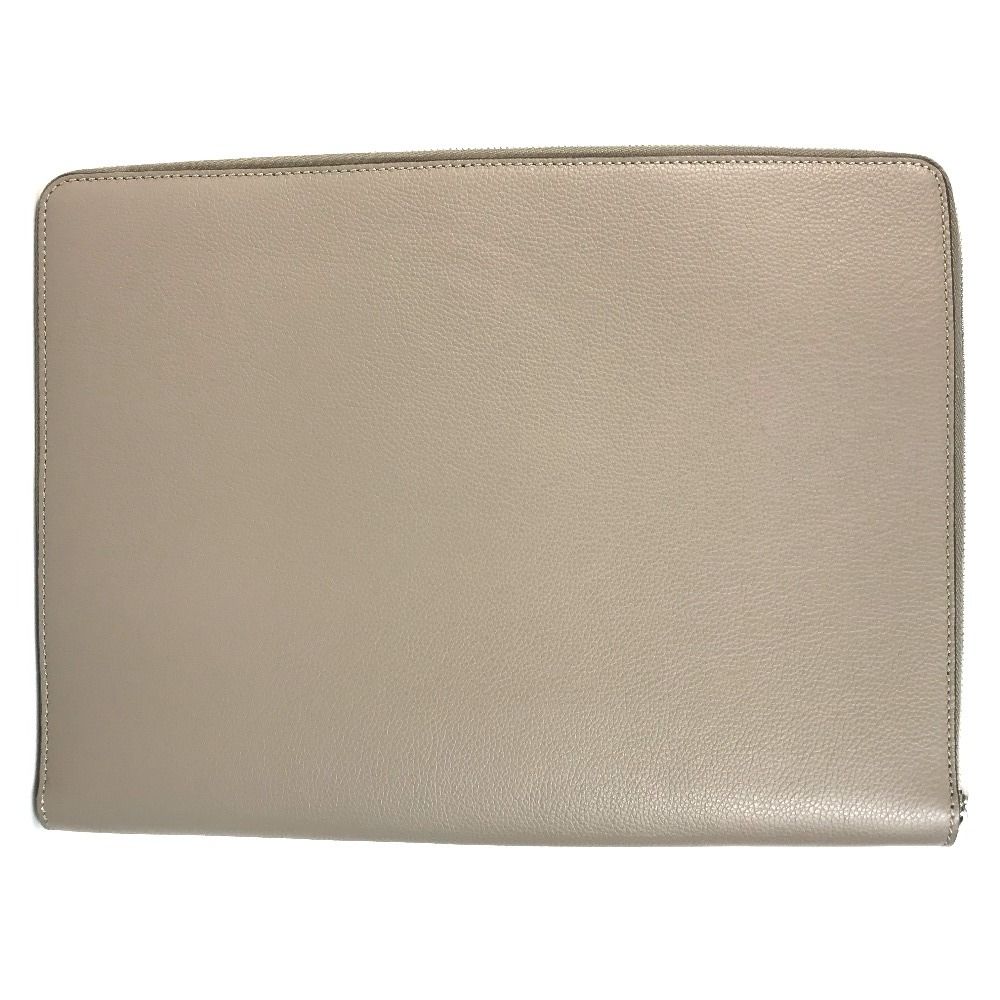 Fendi Clutch PC Case Computer Leather Gray Brown
