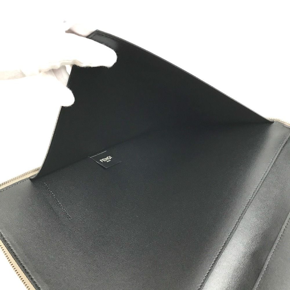 Fendi Clutch PC Case Computer Leather Gray Brown — view 3