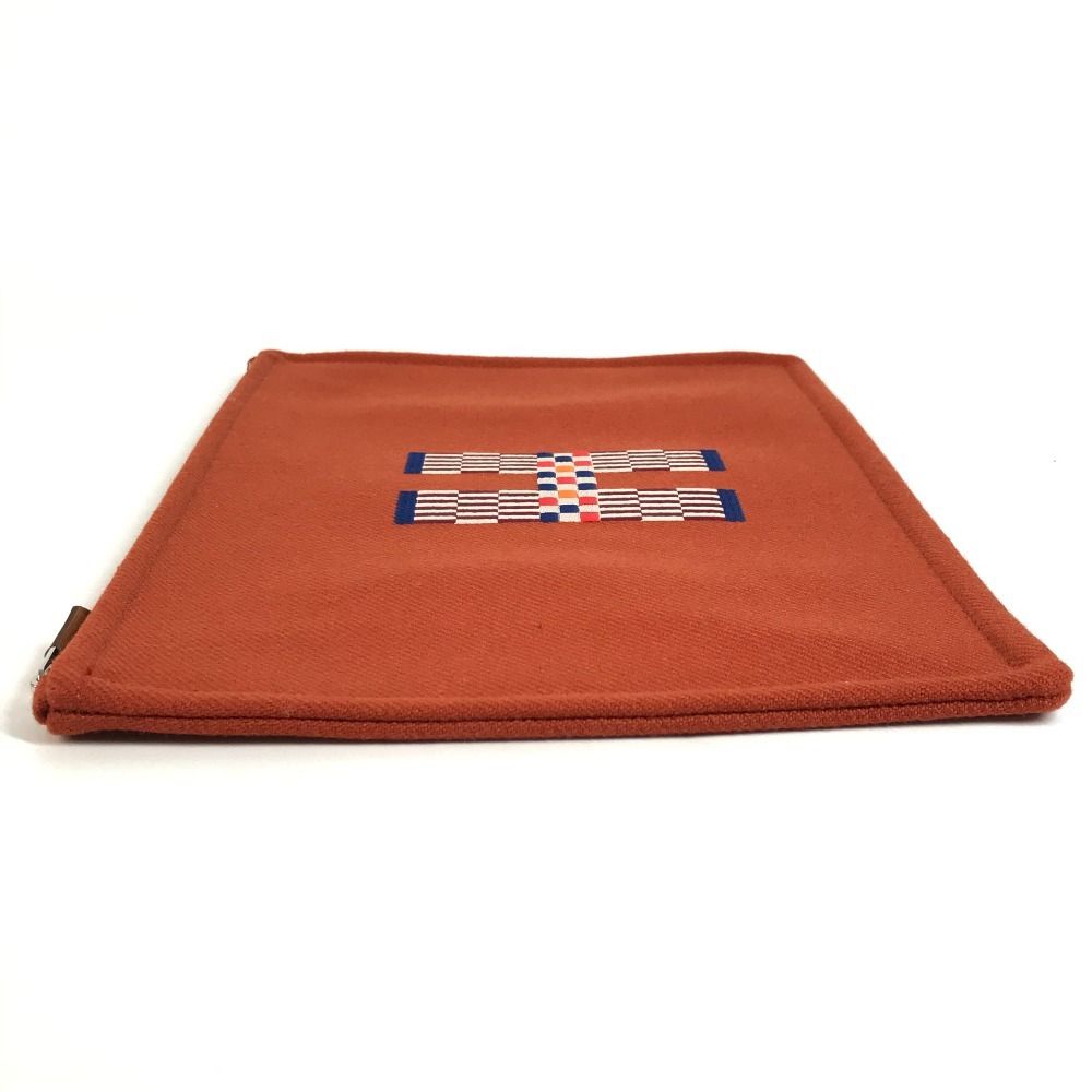 Hermes Pouch Flat Natte GM Wool Tomet Orange — view 4