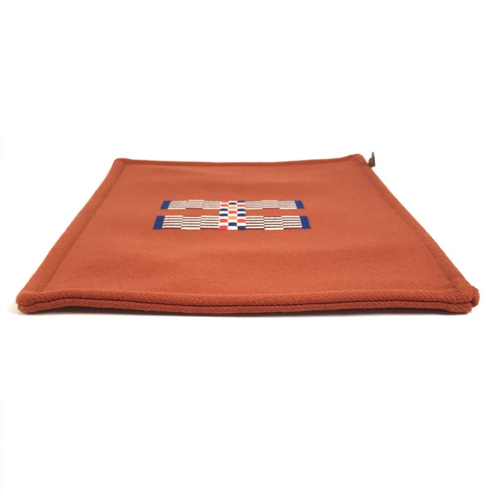 Hermes Pouch Flat Natte GM Wool Tomet Orange — view 3
