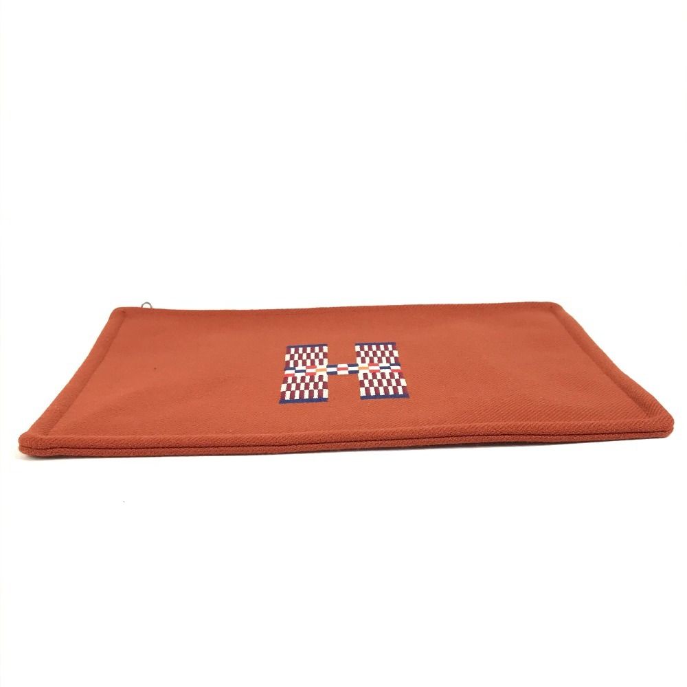 Hermes Pouch Flat Natte GM Wool Tomet Orange — view 6