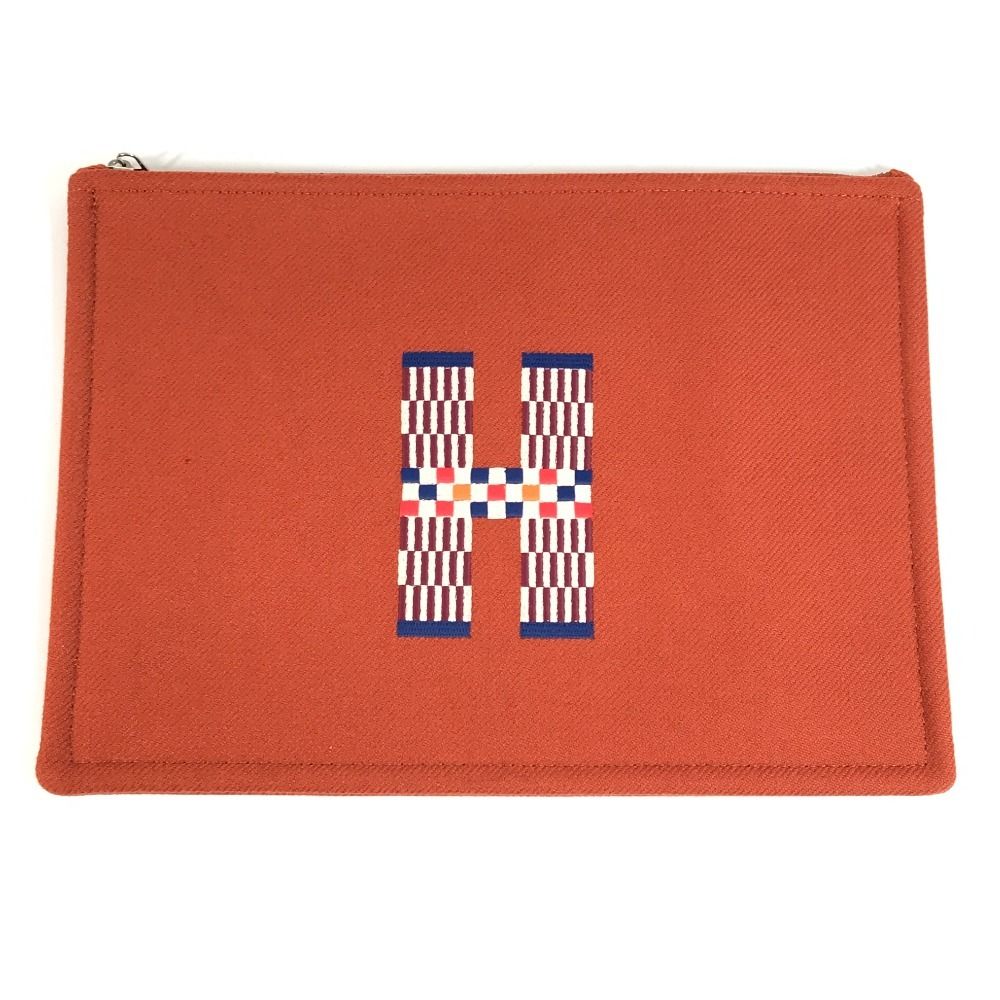 Hermes Pouch Flat Natte GM Wool Tomet Orange