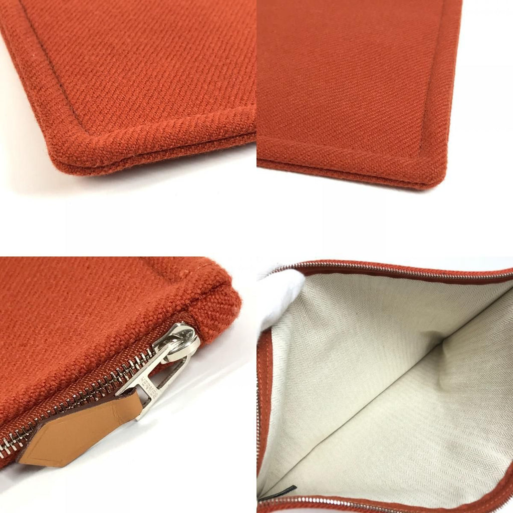 Hermes Pouch Flat Natte GM Wool Tomet Orange — view 8