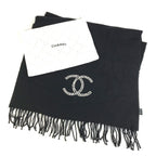 Chanel Scarf Faux Pearl Cashmere Black — view 8