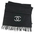 Chanel Scarf Faux Pearl Cashmere Black