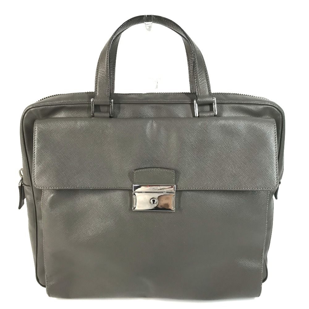 Prada Handbag Business Bag Saffiano Leather Gray