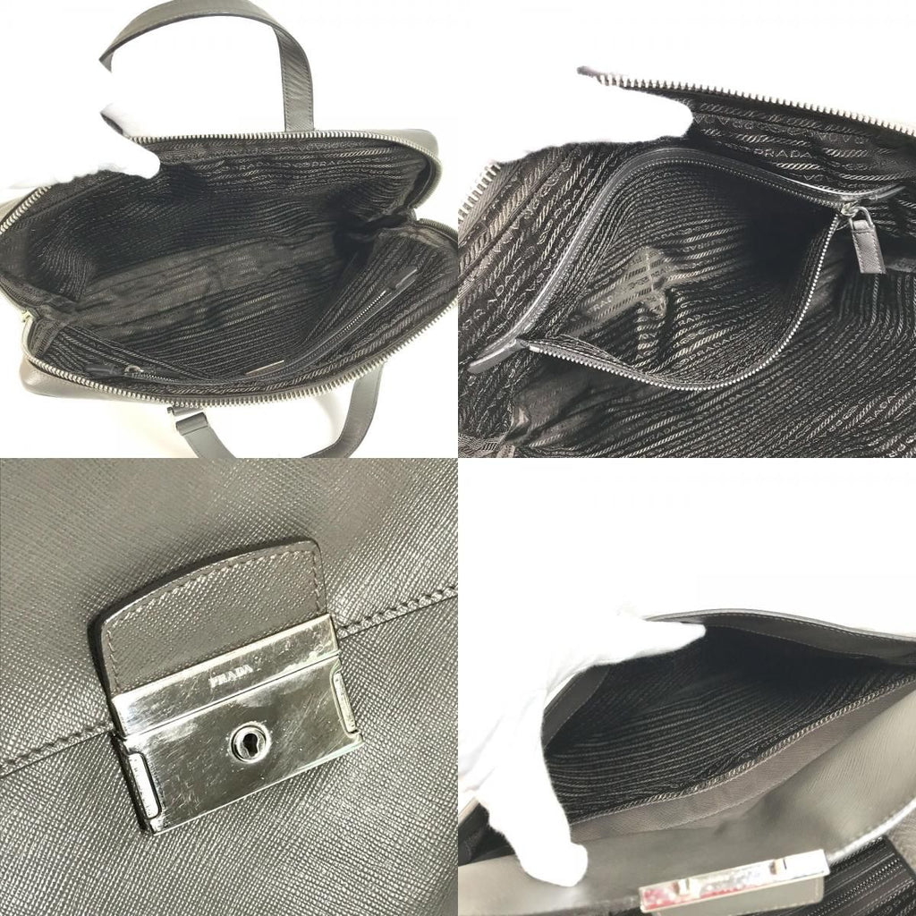 Prada Handbag Business Bag Saffiano Leather Gray — view 8