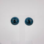 Chanel CC Logo Earrings Blue Gold Vintage