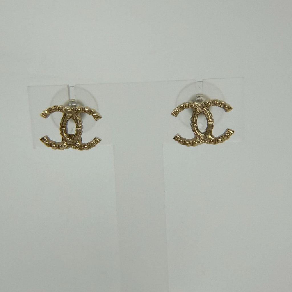Chanel CC Logo Earrings Gold Vintage