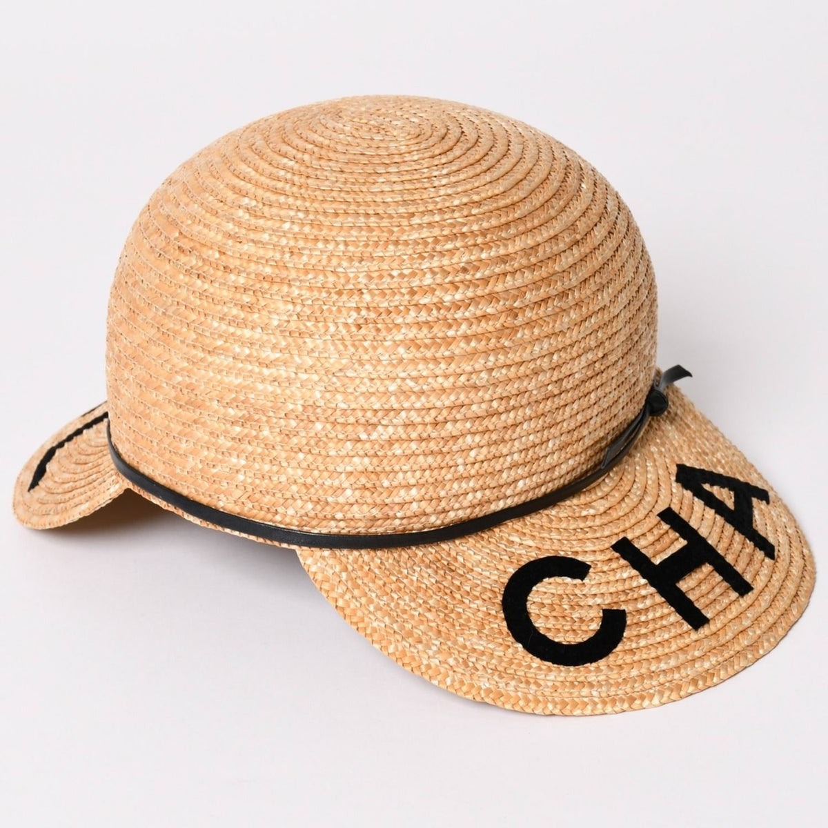 Chanel Straw Hat S Logo Patch CC Beige — view 3