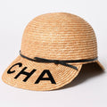 Chanel Straw Hat S Logo Patch CC Beige