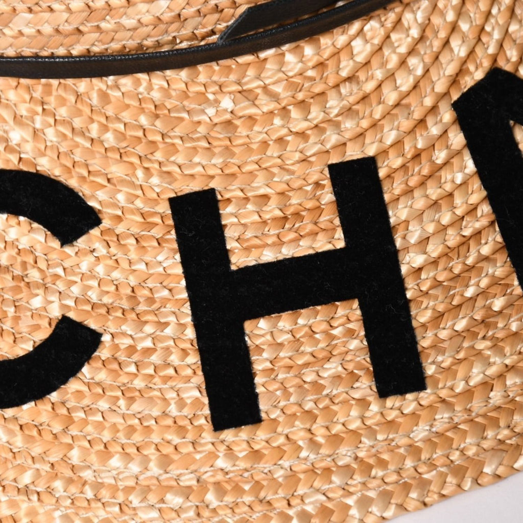 Chanel Straw Hat S Logo Patch CC Beige — view 6