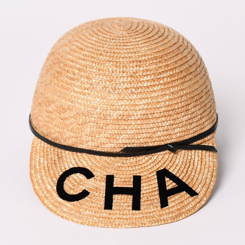 Chanel Straw Hat S Logo Patch CC Beige — view 2