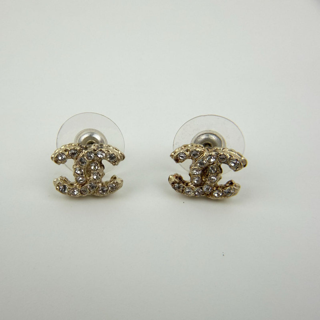 Chanel CC Logo Earrings Gold Vintage