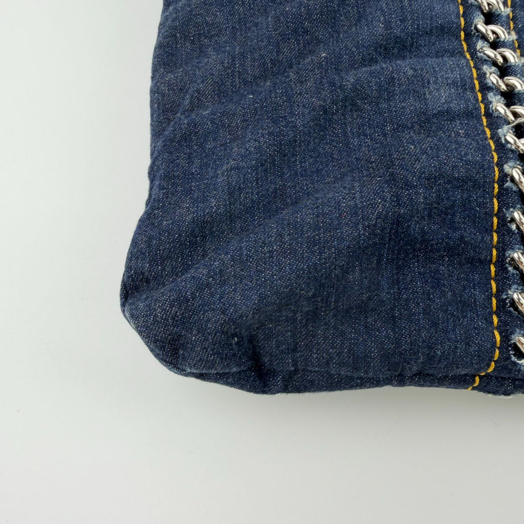 Chanel CC Logo Quilted Tote Shoulder Blue Denim Vintage — view 8