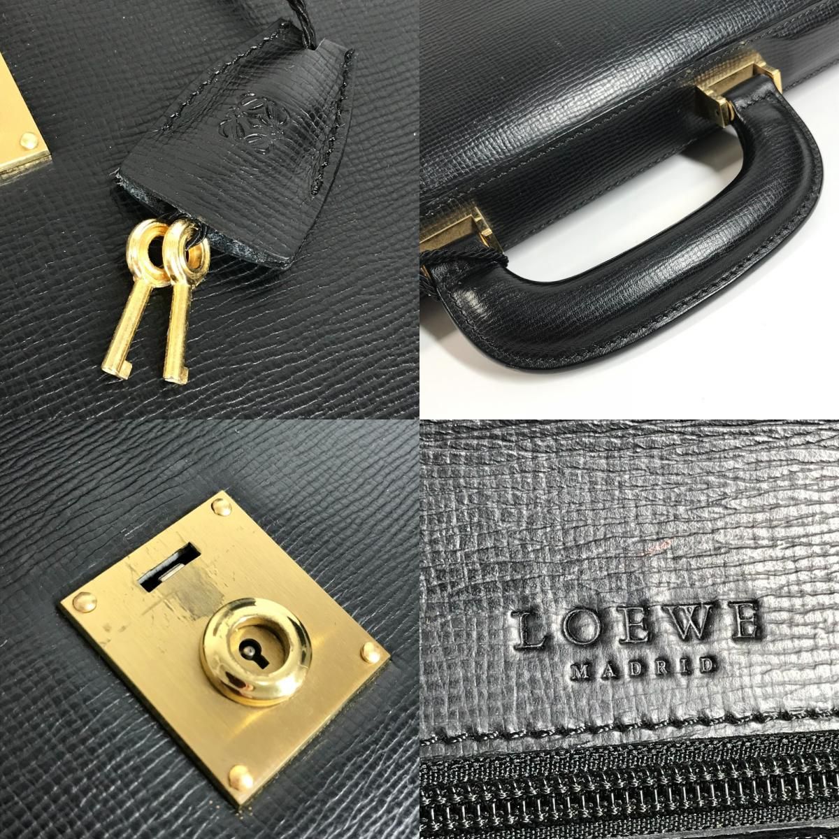 Loewe Handbag Logo Business Bag Anagram Leather Black — view 8
