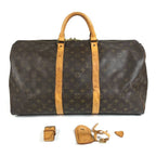 Louis Vuitton Boston Bag Keepall 50 Monogram Canvas Brown