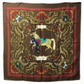 Hermes Scarf Carre 90 Silk Brown