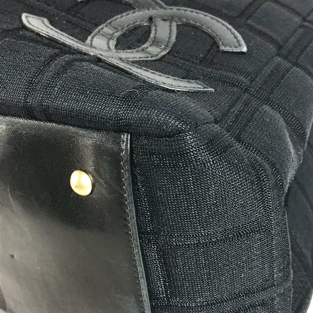 Chanel Shoulder Bag CC Logo Choco Bar Cotton Black — view 6