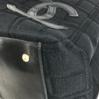 Chanel Shoulder Bag CC Logo Choco Bar Cotton Black — view 6