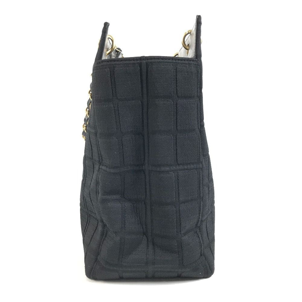 Chanel Shoulder Bag CC Logo Choco Bar Cotton Black — view 3